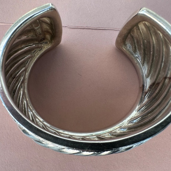 David Yurman Authentic Sculpted Cable Cuff Silver with Diamonds - Picture 2 of 7